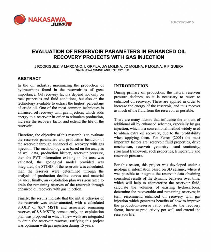 Evaluation of Reservoir Parameters in Enhanced Oil Recovery Projects ...